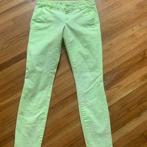 Skinny low rise neon green pants
